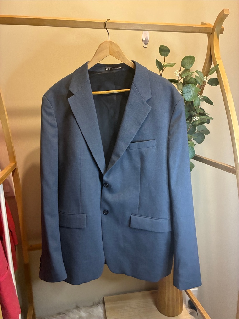 Zara Men's Dark Blue Two-Button Sport Coat